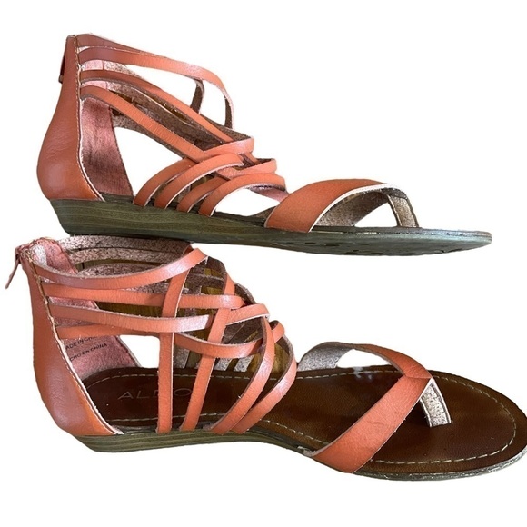 GUC Aldo sandals, gladiator style, leather, coral coloured, size 38. - Picture 8 of 8